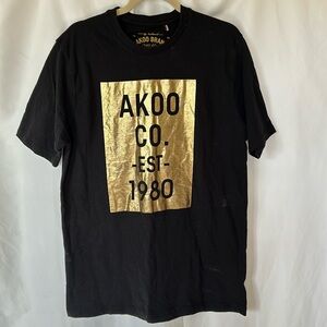 AKOO BRAND Men’s black and gold graphic short sleeve tee shirt. Size XXL.